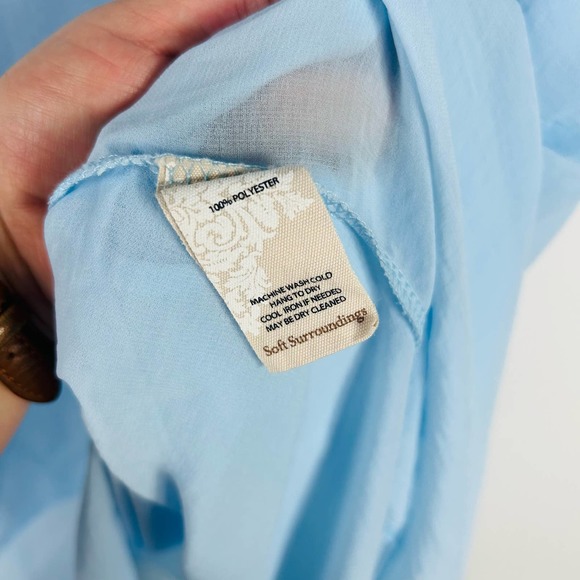 Soft Surroundings Light Baby Blue Chiffon Blouse Size Large - Picture 4 of 6